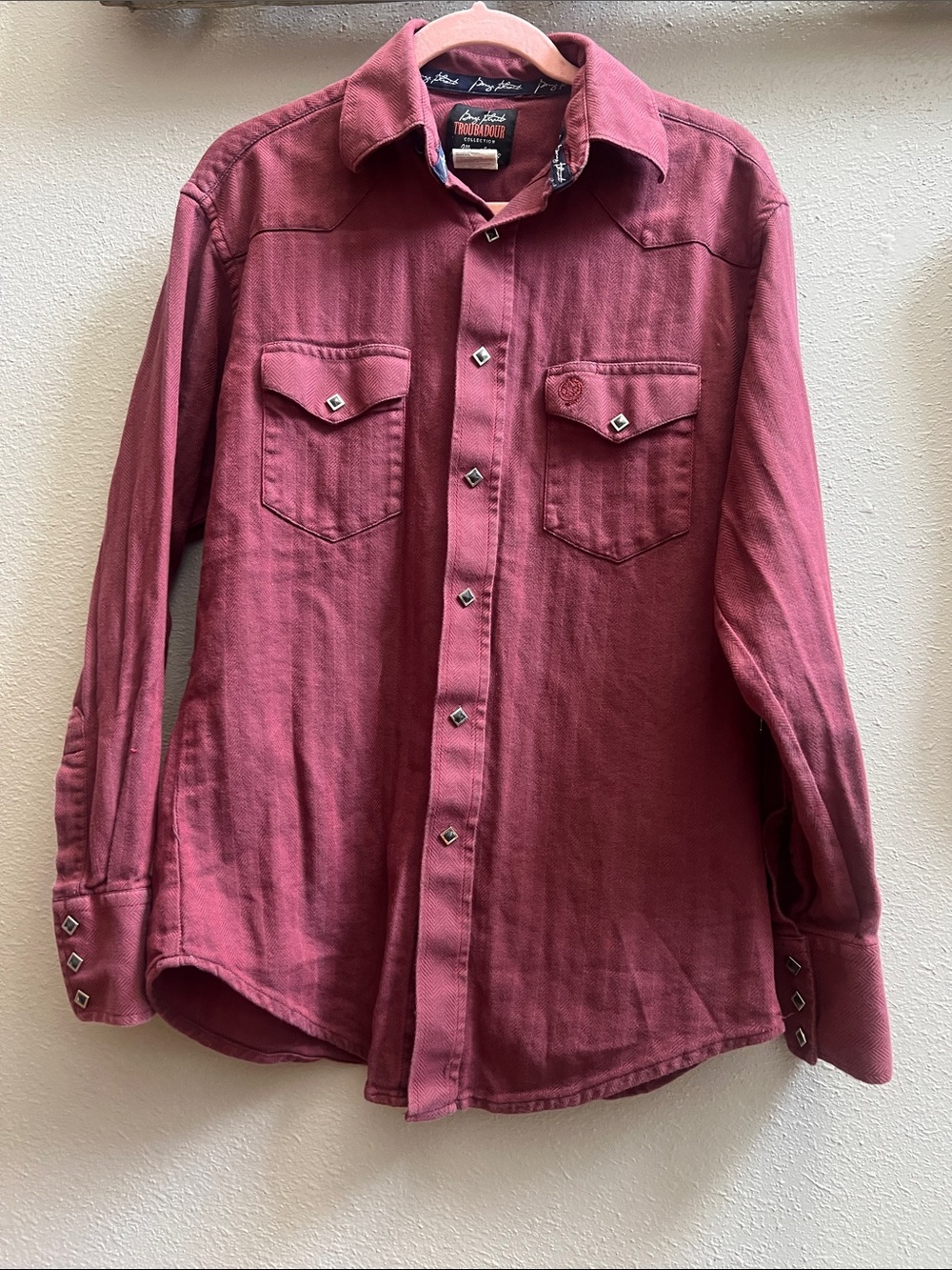 Men's Rustic Maroon Button-Down Western Shirt